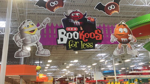H-E-B Halloween Ceiling Signs