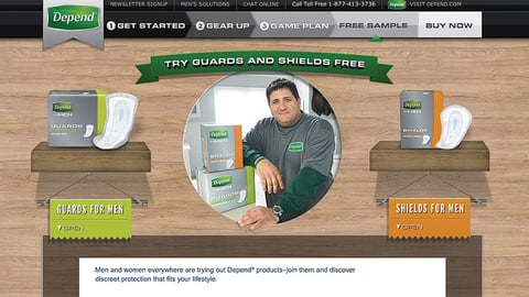 Depend Shields 'Guard Your Manhood' Site