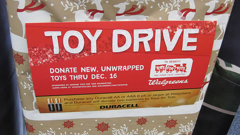 Walgreens Duracell 'Toy Drive' Dump Bin Sign
