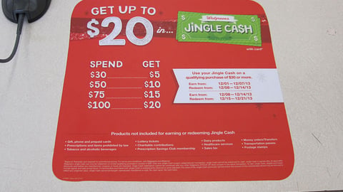 Walgreens 'Jingle Cash' Counter Cling