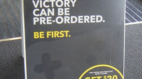Best Buy 'Victory Can Be Pre-Ordered' A-Board