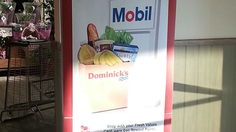 Dominick's Mobil 'Save at the Pump' Stanchion