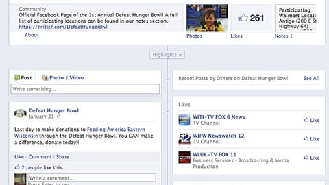 Walmart 'Defeat Hunger Bowl' Facebook Page