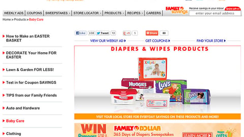 Family Dollar Pampers '365 Days of Diapers' Display Ad