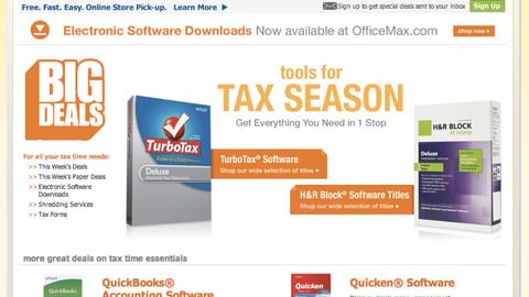 OfficeMax 'Tax Season' Webpage