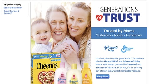 Walmart.com Cheerios J&J 'Generations of Trust' Page