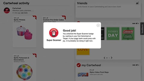 Target Cartwheel Pop-Up Notification