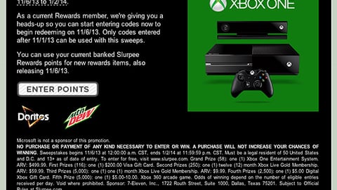 7-Eleven Xbox One Sweeps Email
