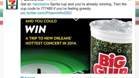 7-Eleven Sprite 'Drink. Text. Win' Twitter Update