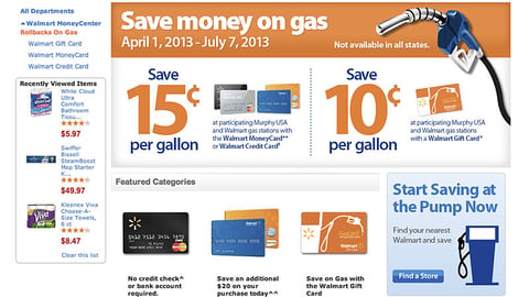 Walmart 'Save Money on Gas' Webpage
