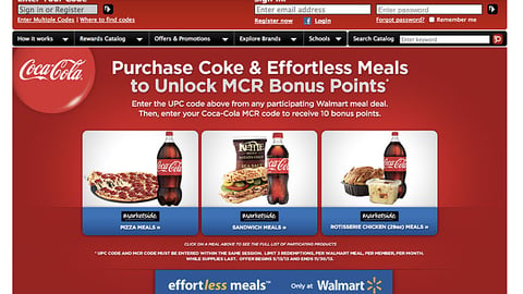 My Coke Rewards Walmart 'Effortless Meals' Landing Page
