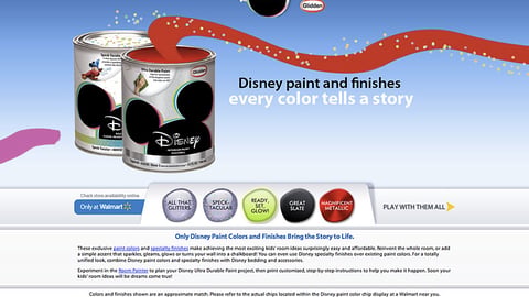 Glidden.com Disney Landing Page