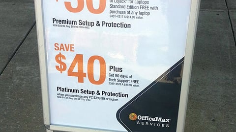 OfficeMax 'Services' Stanchion Sign