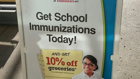 Dominick's 'School Immunizations' A-Board