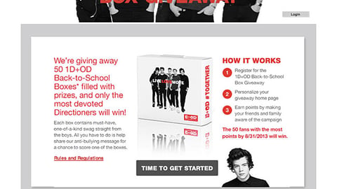 Office Depot '1D+OD Back-To-School Box Giveaway' Website