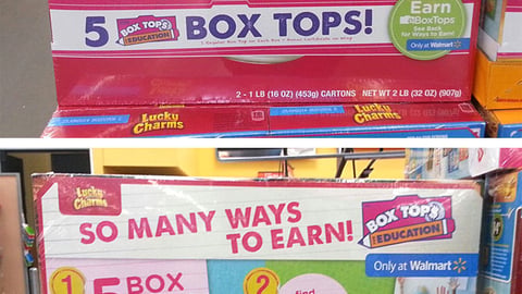 Lucky Charms Walmart '5 Box Tops' Packaging