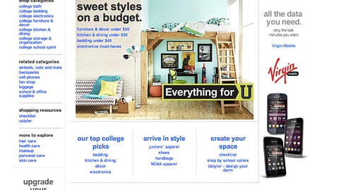 Target 'Back to College' Landing Page