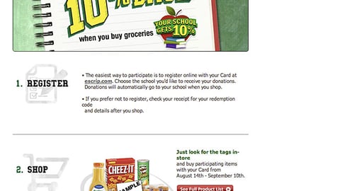 Safeway 'Your School Gets 10%' Webpage