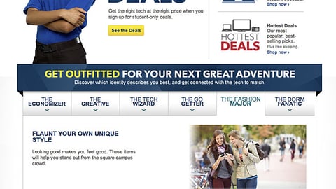 Best Buy 'Back to School Techfitter' Webpage