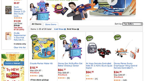 Walmart 'Chosen by Kids' E-Commerce Page