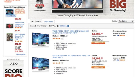 Walmart Vizio E-Commerce Page