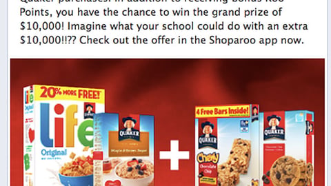Shoparoo Quaker Facebook Update