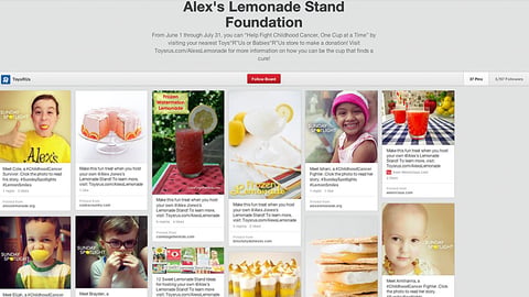 Toys "R" Us 'Alex's Lemonade Stand' Pinterest Board