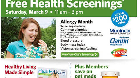 Sam's Club 'Free Health Screenings' Email