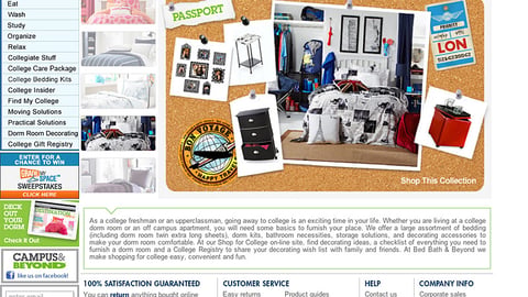 Bed Bath & Beyond 'Shop for College' Page