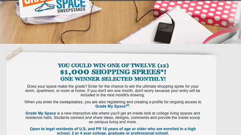 Bed Bath & Beyond 'Grade My Space' Page