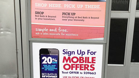 Bed Bath & Beyond 'Pick Up There' Stanchion Sign