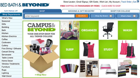 Bed Bath & Beyond 'Campus & Beyond' Home Page