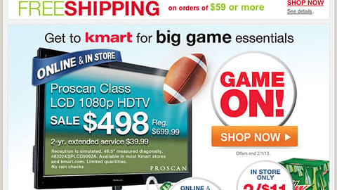 Kmart 'Big Game Essentials' Email