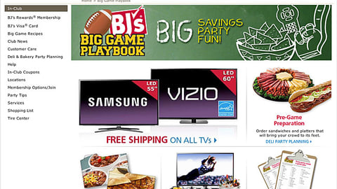 BJ's 'Big Game Playbook' Landing Page