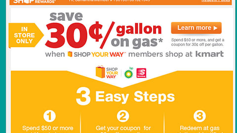 Kmart 'Big Gas Savings' Email