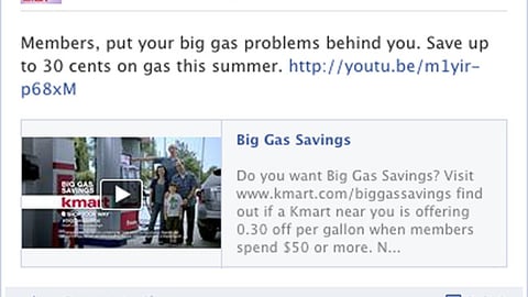 Kmart 'Big Gas Savings' Facebook Update