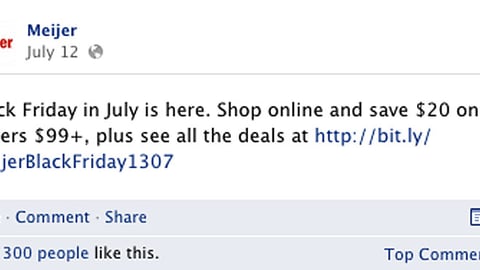Meijer 'Black Friday in July' Facebook Update