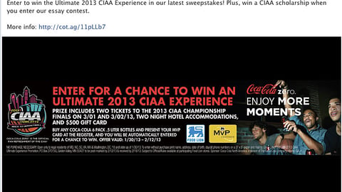 Food Lion Coke Zero 'CIAA Experience' Facebook Update