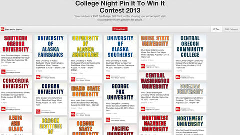 Fred Meyer 'College Night' Pinterest Board