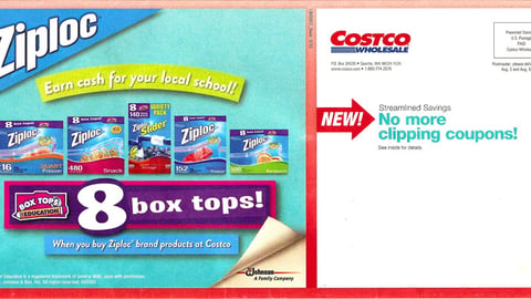 Ziploc 'Box Tops' Costco Mailer Cover Ad