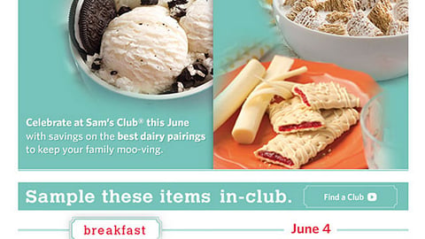 Sam's Club 'National Dairy Month' Email