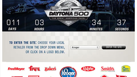 Kroger Daytona 500 Landing Page