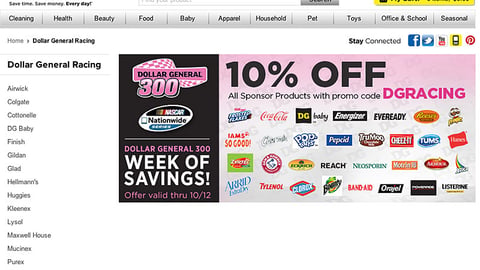 'Dollar General 300' E-Commerce Page