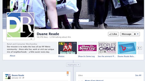 Duane Reade Facebook Page
