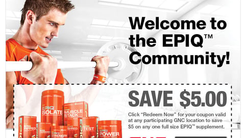 Iovate Epiq GNC Facebook Coupon