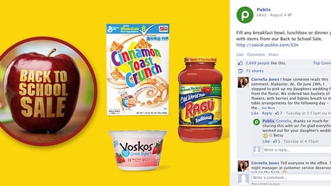 Publix 'Back To School Sale' Facebook Update