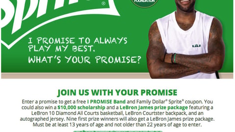 Family Dollar Sprite 'I Promise' Entry Page