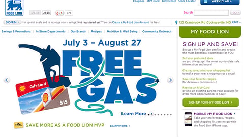 Food Lion 'Free Gas' Carousel Ad