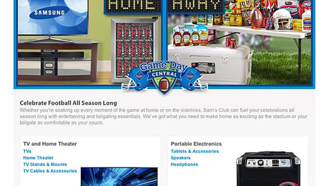 Sam's Club 'Game Day Central' Landing Page