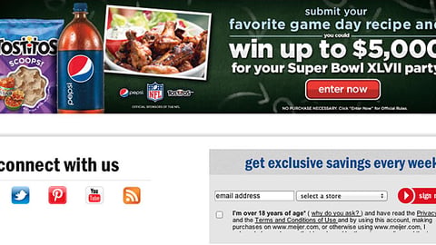 Meijer PepsiCo 'Game Day Recipe' Banner Ad